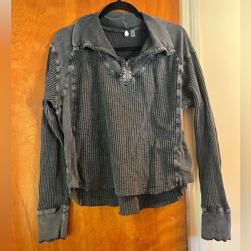 Free People Waffle Knit Thermal Long Sleeve